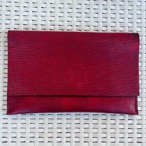 Elegant Genuine Leather Red Clutch Handbag